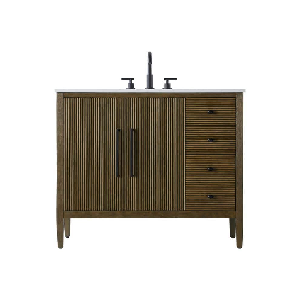 42 in. Single Sink Hazel Oak Bath Vanity with White Engineered Marble Top price history on PriceWatchPro