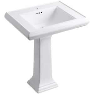 Memoirs Ceramic Pedestal Bathroom Sink in White with Overflow Drain