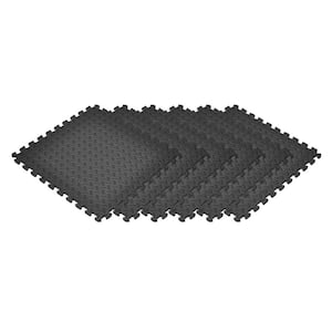 Cap Puzzle Exercise Mat Black 24 in. x 24 in. x 0.5 in. Eva Foam Interlocking Tiles with Border (72 Sq. ft.)