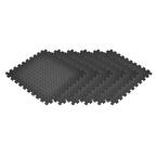 Black 24 in. x 24 in. EVA Foam Solid Color Diamond Plate Interlocking Tile (30-Tile)