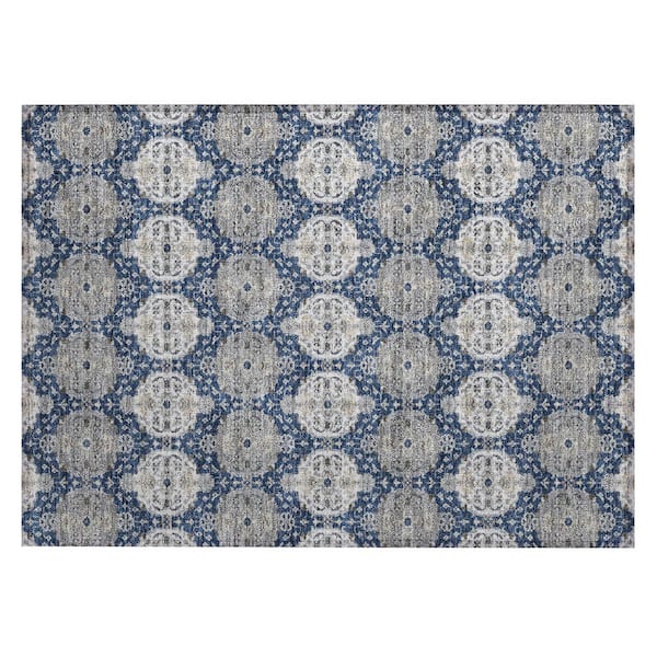 Chantille Machine Washable Indoor/Outdoor Abstract ACN2918 Navy 3 ft. x 4 ft. Area Rug