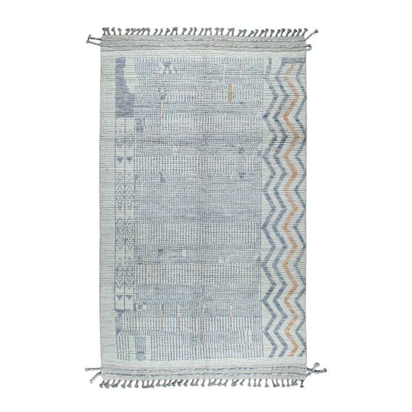 Ivory Hand-Knotted Wool Contemporary Marrakech Handspun, Timeless Elegance for Living Room, 5 ft. x 9 ft. Area Rug