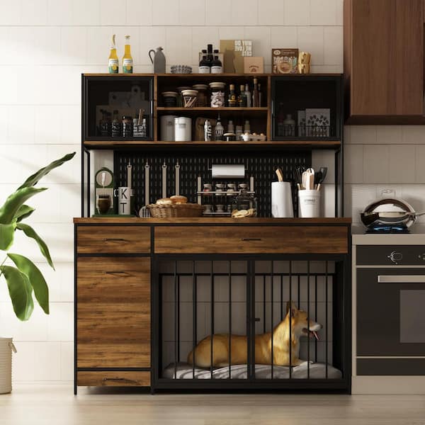 FUFU&GAGA Wooden Dog Crates with Storage, Large Pets Cages