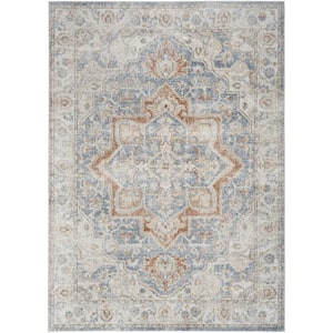 Astra Machine Washable Denim Multi 5 ft. x 7 ft. Distressed Traditional Area Rug