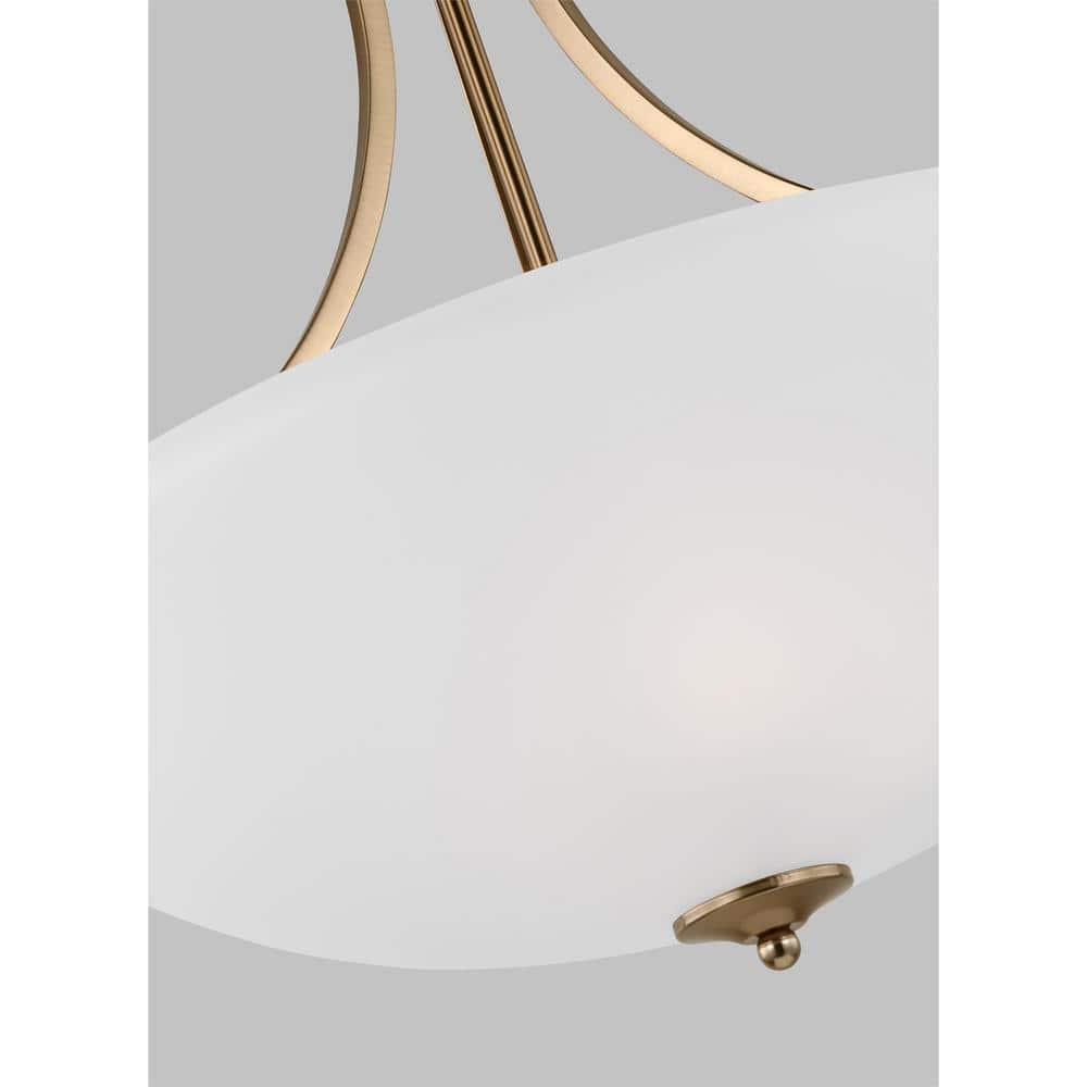 Satin Brass and Etched Glass 24" Four-Light Pendant