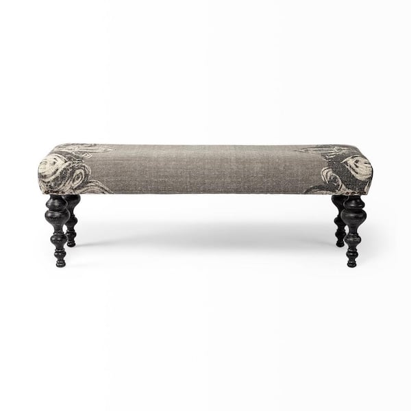 HomeRoots Amelia Gray 55 in. Cotton Blend Bedroom Bench Backless Upholstered