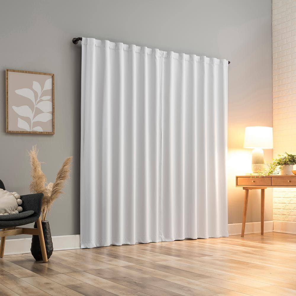 White 84" Polyester Blackout Back Tab Curtain Panel Pair