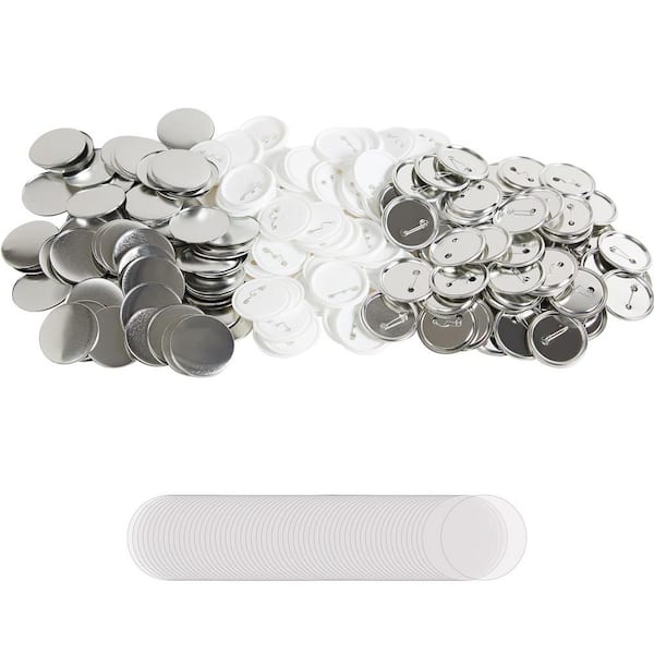 500 Sets 2.25 in. 58mm Pin Back Button Parts DIY Round Button Badge Parts Set Includes Metal Top Plastic/Metal Button