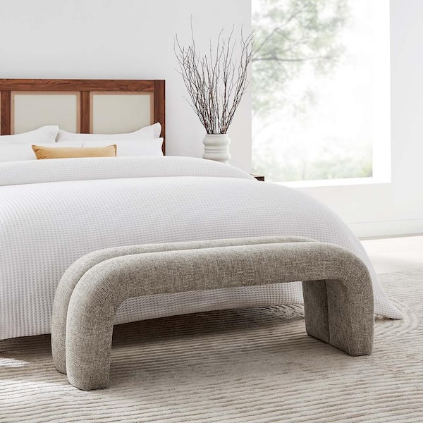 Dax 50. 5 in. Chenille Upholstered Accent Bench in Khaki