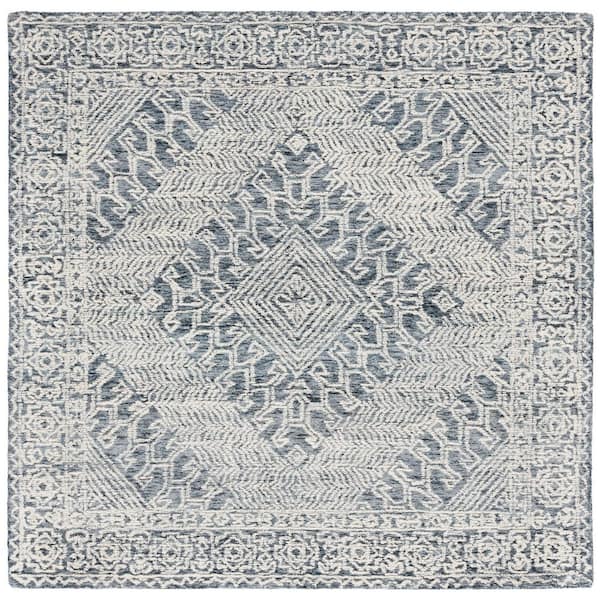 SAFAVIEH Textural 6 ft. x 6 ft. Sage/Ivory Diamond Border Square Area Rug