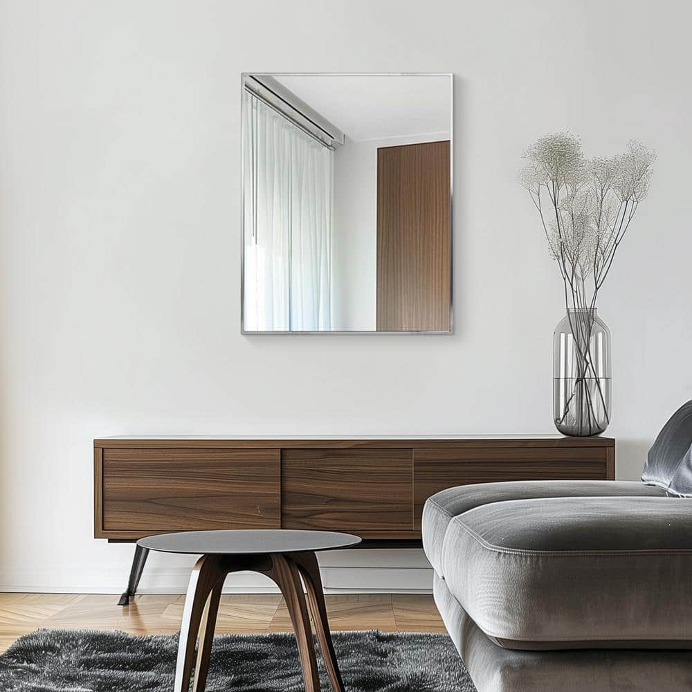 Elegant Brushed Nickel 24x30 Rectangular Vanity Mirror