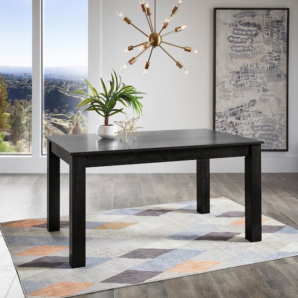 Black 60 in. Wood Finish 4 Legs Parson Dining Table Seats 6