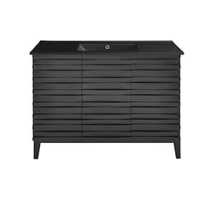 Cascade 48 in. Black Oak Bathroom Vanity in Black with Ceramic Sink Top