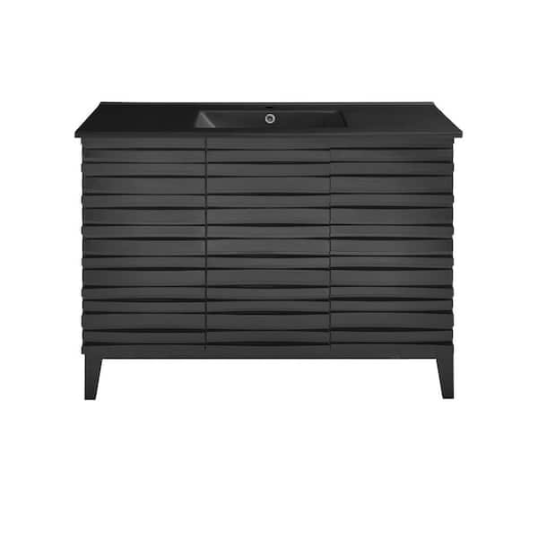 Swiss Madison Cascade 48 in. Black Oak Bathroom Vanity in Black with Ceramic Sink Top
