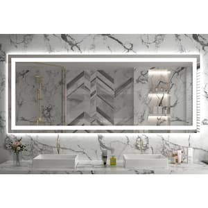 78 in. W x 34 in. H Large Rectangular Frameless Anti-Fog LED Light Wall Mounted Bathroom Vanity Mirror in White