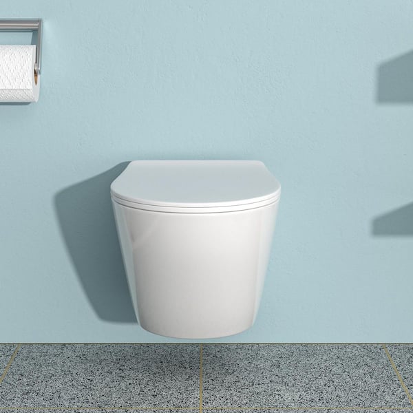 7.08 in. Elongated Wall Hung Toilet Bowl Only in White