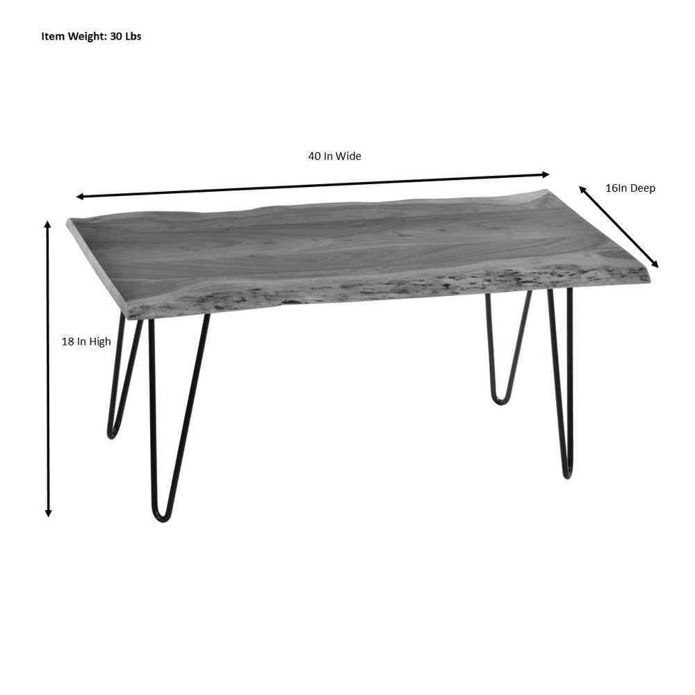 Seti Acacia Live Edge Rectangular Coffee Table in Elm and Gold