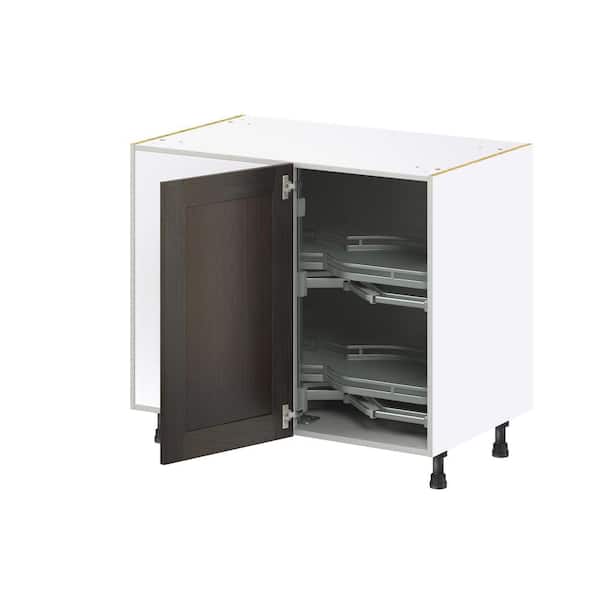 Georgetown 39 in. W x 24 in. D x 34.5 in. H Assembled Left Pullout Blind Corner Kitchen Cabinet in Chestnut
