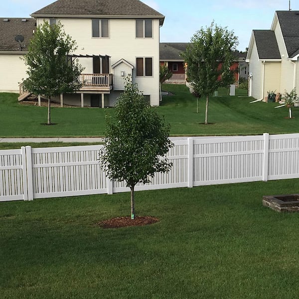 Weatherables Davenport 6 ft. H x 6 ft. W White Vinyl Semi-Privacy Fence Panel Kit