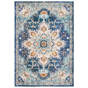 Madison Blue/Light Blue 6 ft. x 9 ft. Border Area Rug