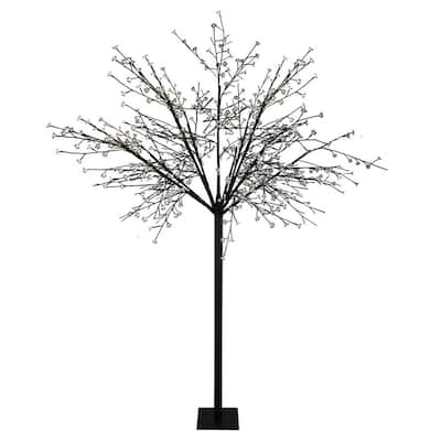 8 ft. Multi-Function LED Lighted Cherry Blossom Flower Tree and Pure White Lights