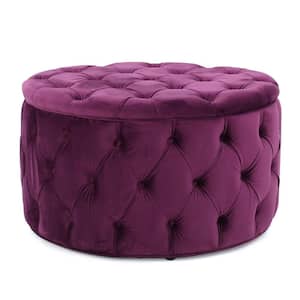 Zelfa Purple Round Ottoman