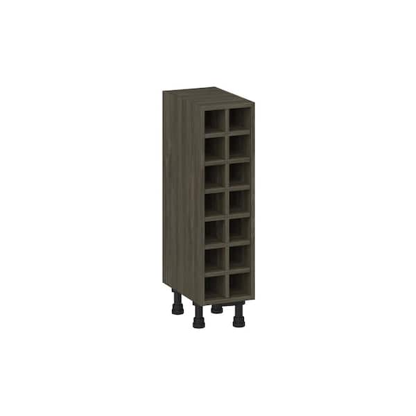 J COLLECTION Medora textured 9 in. W x 30 in. H x 14 in. D in Slab Walnut Wall Kitchen Cabinet Wine Rack
