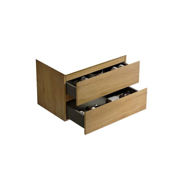 Armani Modern 29.7 in. Floating Bath Vanity Cabinet without Top in Natural Oak with 2 Drawers, Assembled