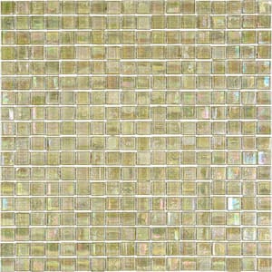 Skosh Glossy Yellowish Gray 11.6 in. x 11.6 in. Glass Mosaic Wall and Floor Tile (18.69 sq. ft./case) (20-pack)