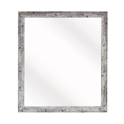 Small Square Weather White Contemporary Mirror (17.5 in. H x 17.5 in. W)