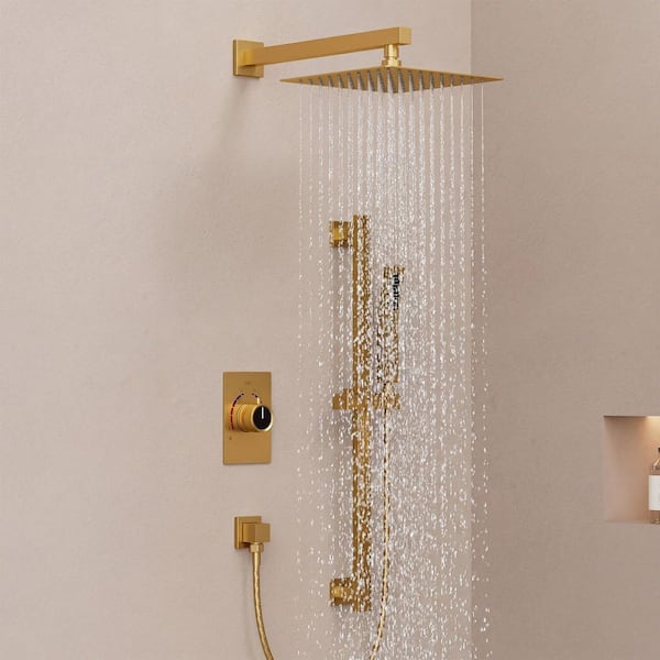 YAWWALK 2-Spray Wall Mount 10 in. Dual Fixed and Handheld Shower