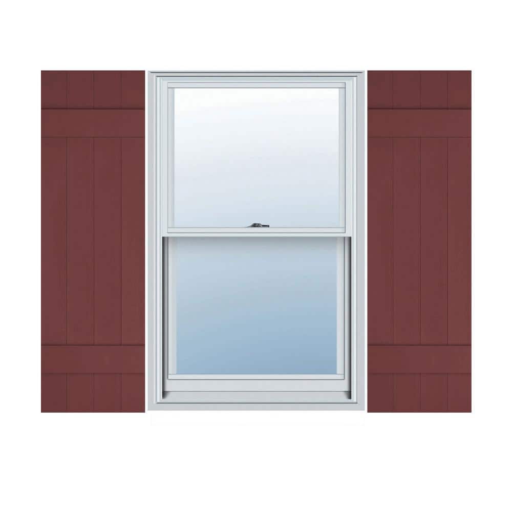 Wineberry Vinyl Board and Batten Decorative Shutters, 14"W x 45"H