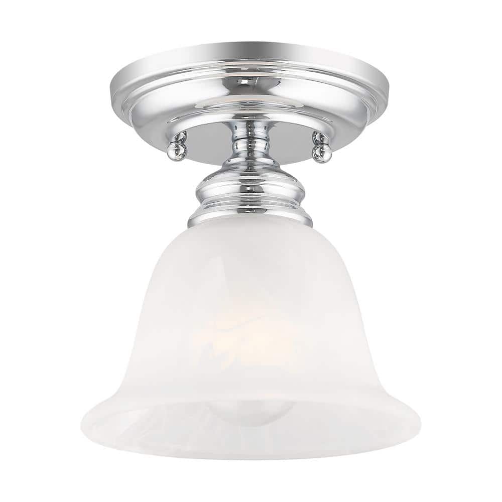 Essex Polished Chrome 6.25" Flush Mount Ceiling Light with Alabaster Glass