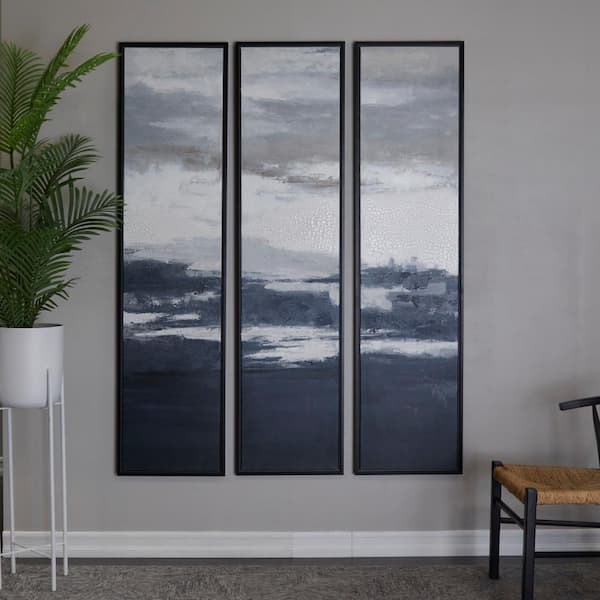 Novogratz 3- Panel Landscape Framed Wall Art with Black Frame 71 in. x 18 in.