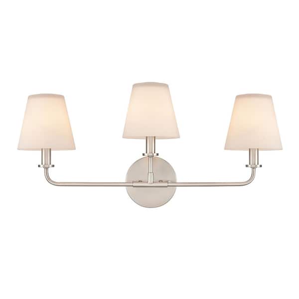 Titan Lighting Hill 3-Light Antique Nickel Traditional Vanity Light with Glass Shades