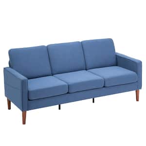 71 in. Square Arm 3-Seater Sofa in Blue
