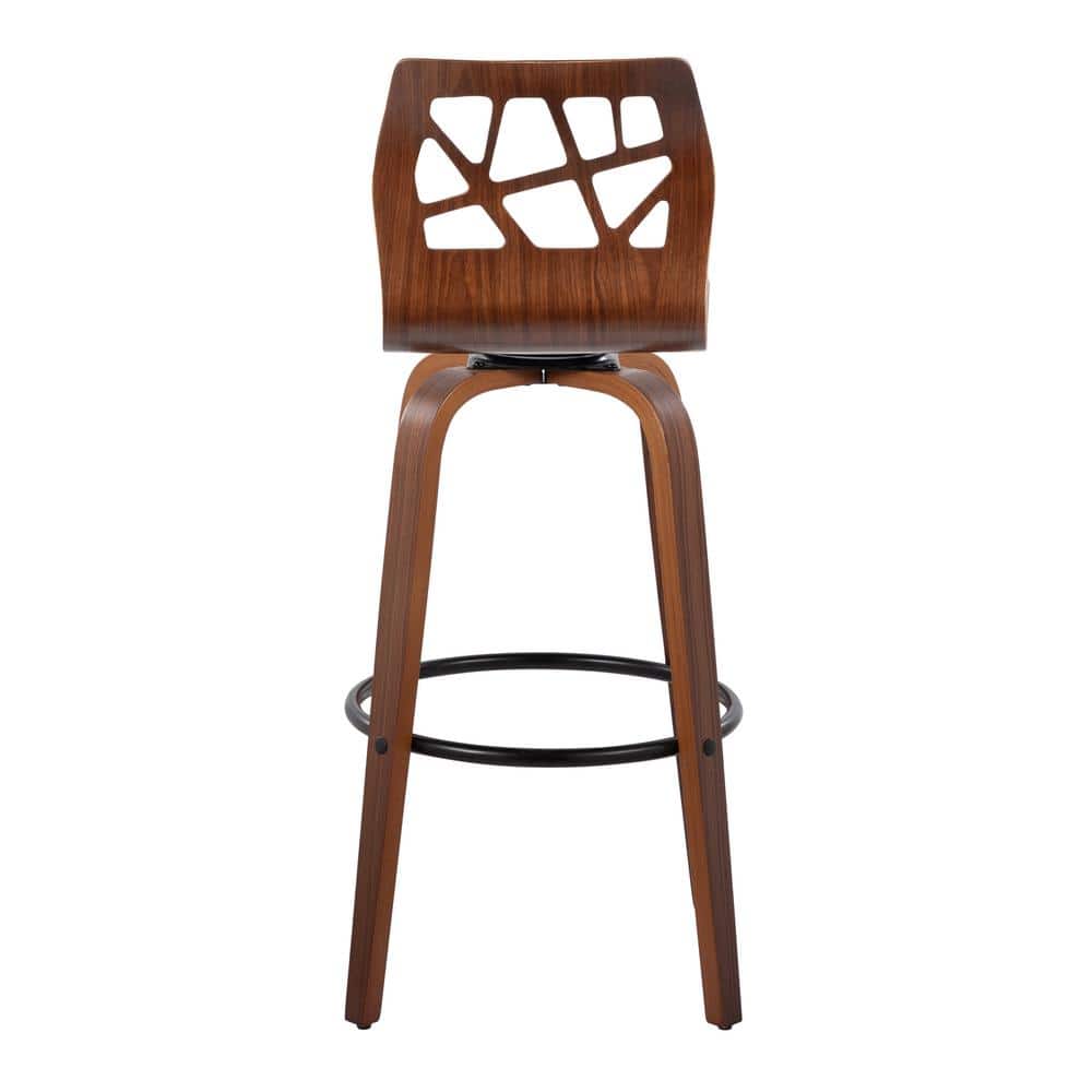Folia 30" Orange Wood and Metal Swivel Barstool Set