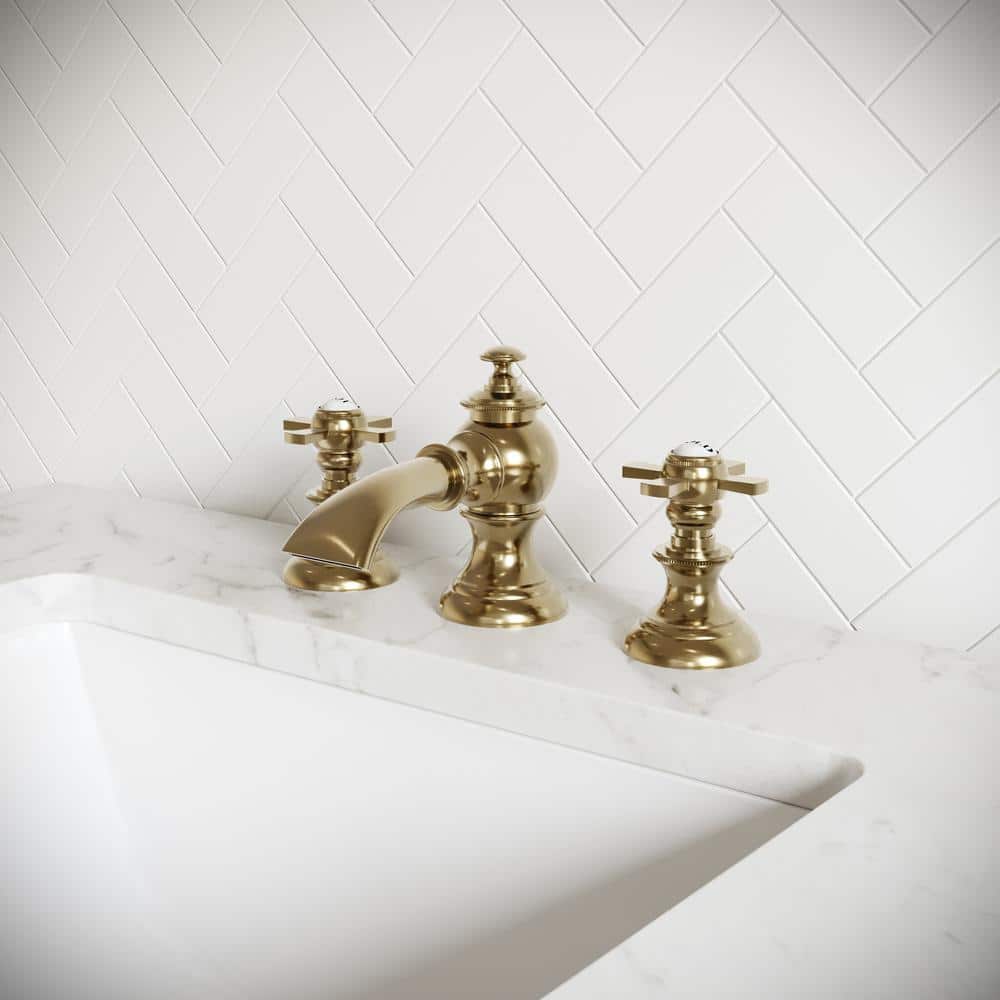 Elegant Vintage Brass 8'' Widespread Bathroom Faucet