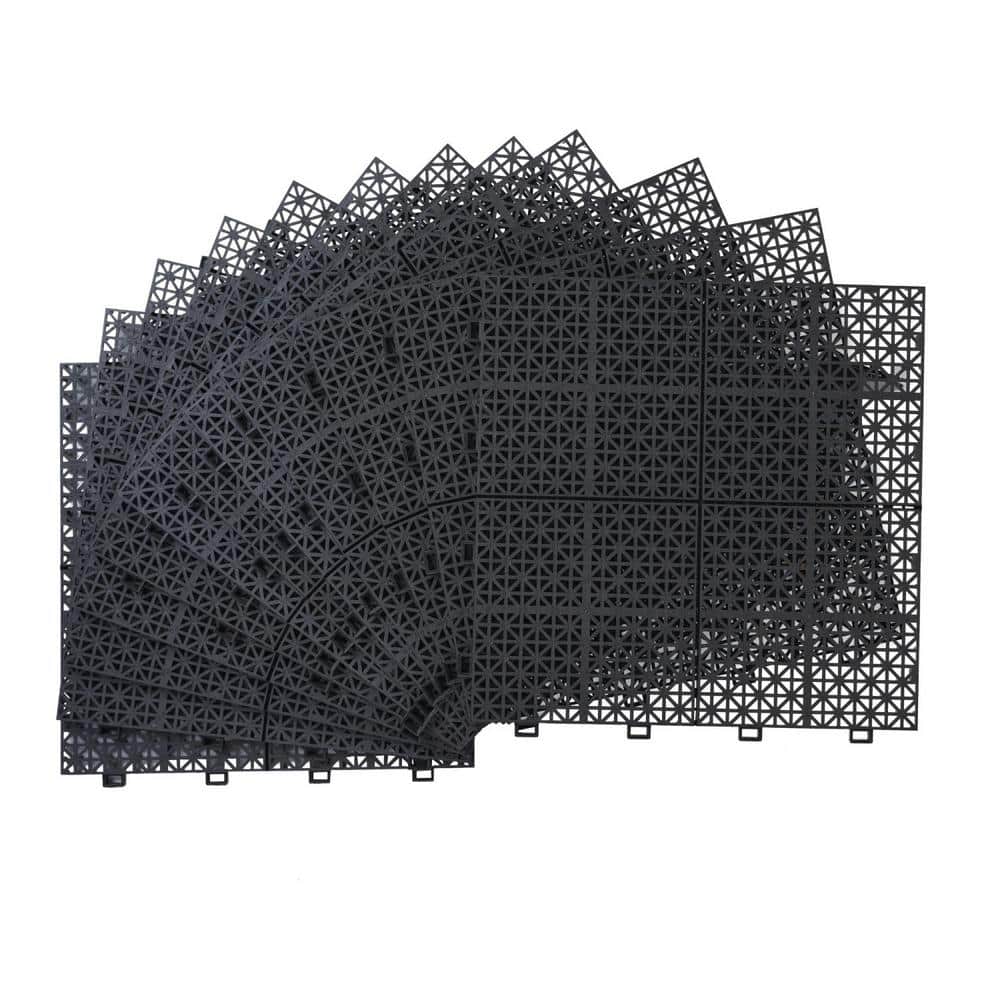 Outdoor 1 ft. x 1 ft. Composite Deck Tile in Black (60 Per Box) price history on PriceWatchPro