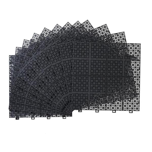 Tidoin Outdoor 1 ft. x 1 ft. Composite Deck Tile in Black (60 Per Box)