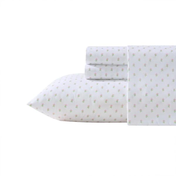 Wood Violet 3-Piece Light Pink/Green Microfiber Twin Sheet Set