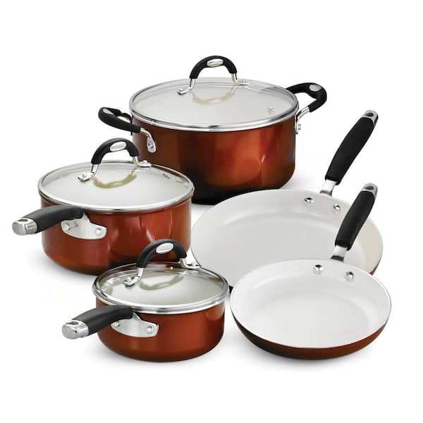 Tramontina 8-Piece Tri-Ply Clad Stainless Steel Cookware Set with Glass Lids