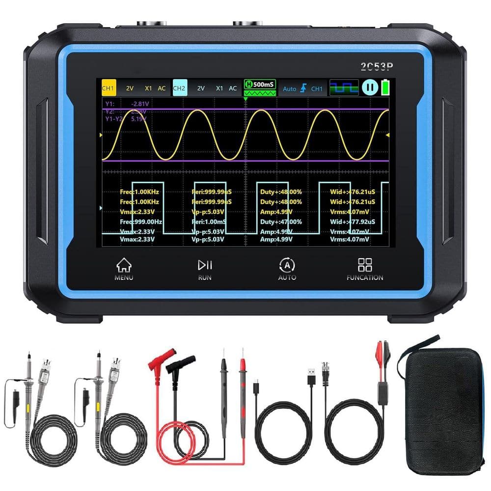 FNIRSI DSO-TC3 Oscilloscope - 3-in-1 Handheld Oscilloscope & DDS Signal Generator & Transistor Tester, 500Khz Bandwidth 10MSa/s Sampling Rate, 6 Types Of Waveforms, Transistors Measure