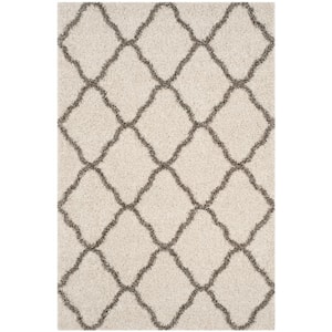 Hudson Shag Ivory/Gray 6 ft. x 9 ft. Trellis Area Rug