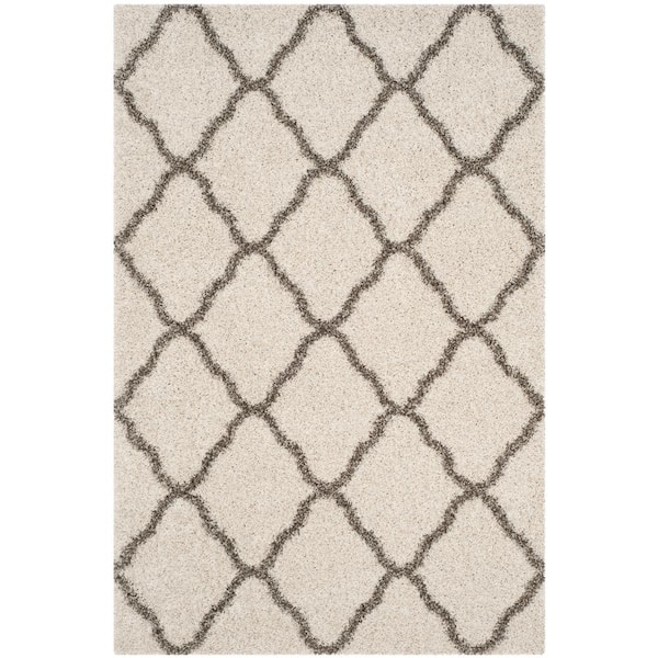 SAFAVIEH Hudson Shag Ivory/Gray 6 ft. x 9 ft. Trellis Area Rug