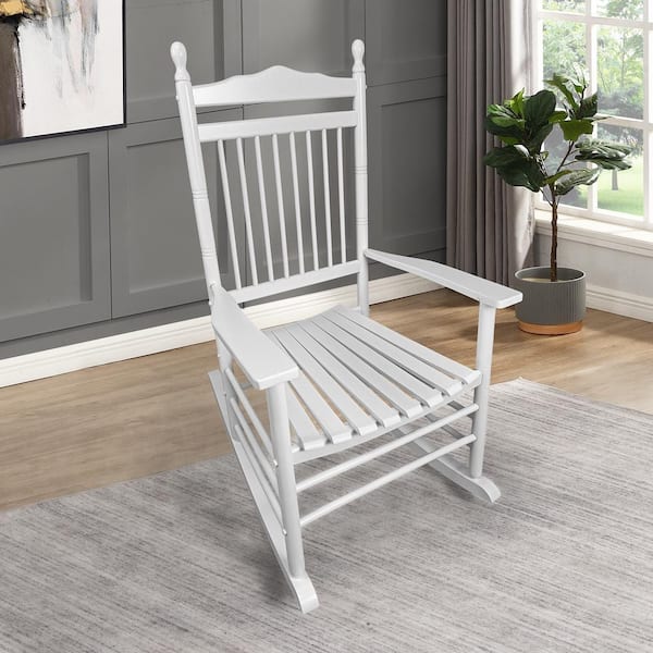 Wood Outdoor Rocking Chair, White (Set of 1)