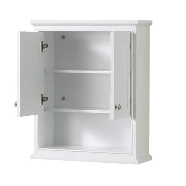 Wyndham Collection Deborah 25 In W X 30 H 9 D Bathroom Storage Wall Cabinet White Wcs2020wcwh The Home Depot - Deborah Over Toilet Wall Cabinet By Wyndham Collection White