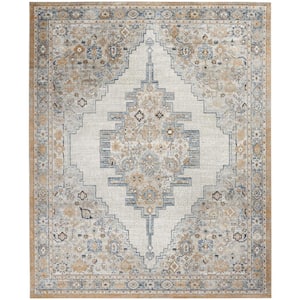 Concerto Grey/Light Blue 8 ft. x 10 ft. Bordered Traditional Area Rug