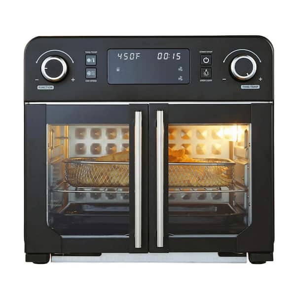 EAF9202 24.5 qt. Programmable French Door Air Fryer Oven with 10-Menu Functions, and Interior Light, Black