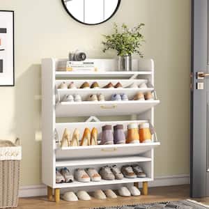 41.73 in. H White 24-Pairs Shoe Storage Cabinet, Freestanding Shoe Cabinet for Entryway